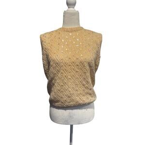 VINTAGE HAND BEADED by SEARS ROBUCK Sleeveless Cream Blouse in Size 40 (US 10)